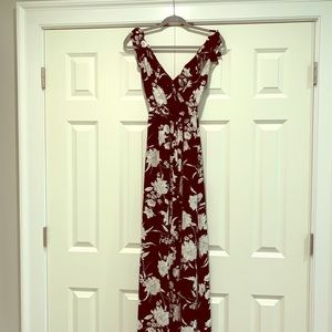 Aqua Brand black and white floral maxi dress sz M
